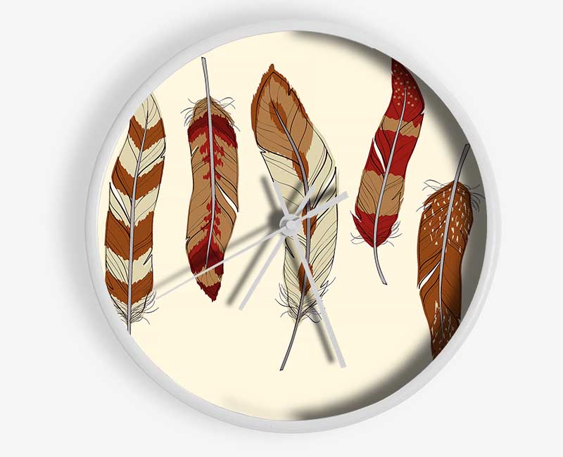 Red Indian Feathers Clock - Wallart-Direct UK