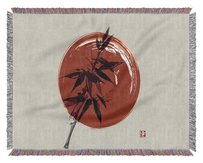 Bamboo Against The red Sun Woven Blanket