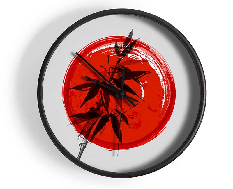 Bamboo Against The red Sun Clock - Wallart-Direct UK