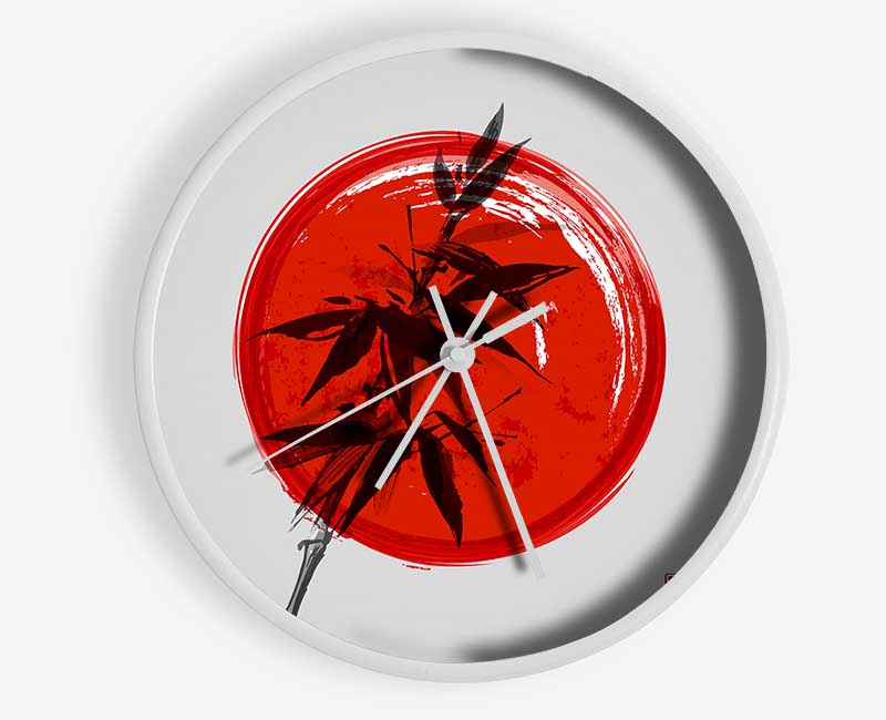 Bamboo Against The red Sun Clock - Wallart-Direct UK