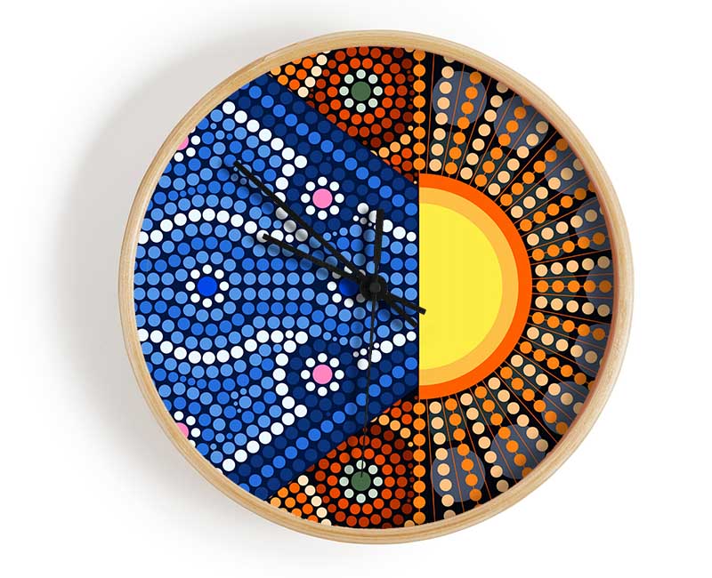 Aboriginal Pattern 9 Clock - Wallart-Direct UK