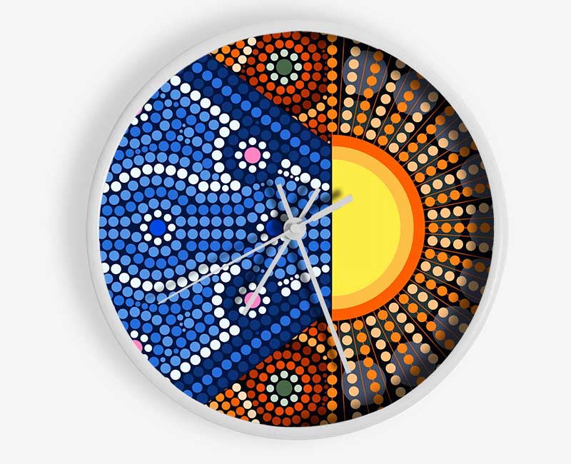 Aboriginal Pattern 9 Clock - Wallart-Direct UK