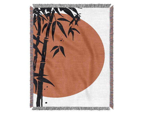 Red Sun Through The Japanese Bamboo Woven Blanket