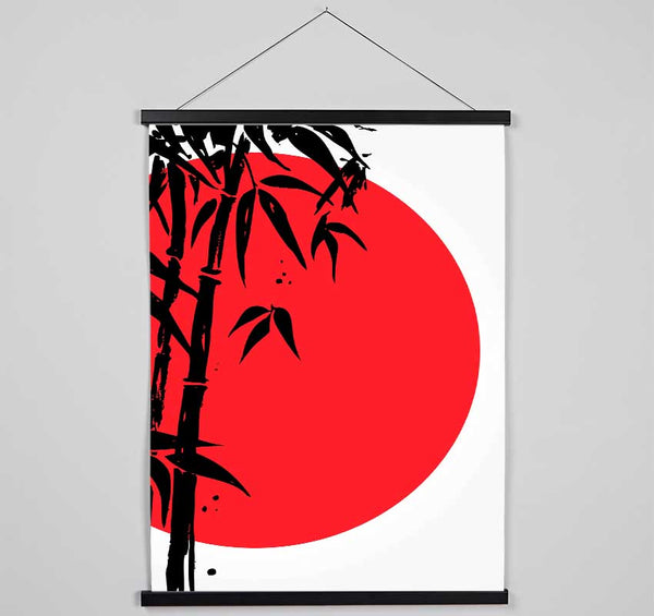 Red Sun Through The Japanese Bamboo Hanging Poster - Wallart-Direct UK