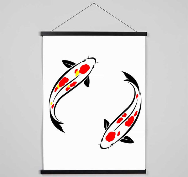 Japanese Twin Koi Hanging Poster - Wallart-Direct UK