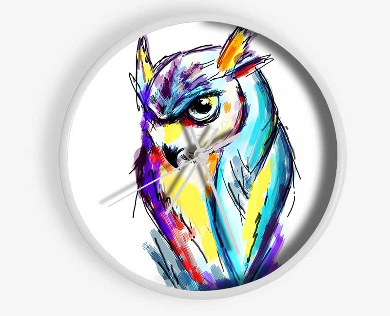 Rainbow Owl Clock - Wallart-Direct UK