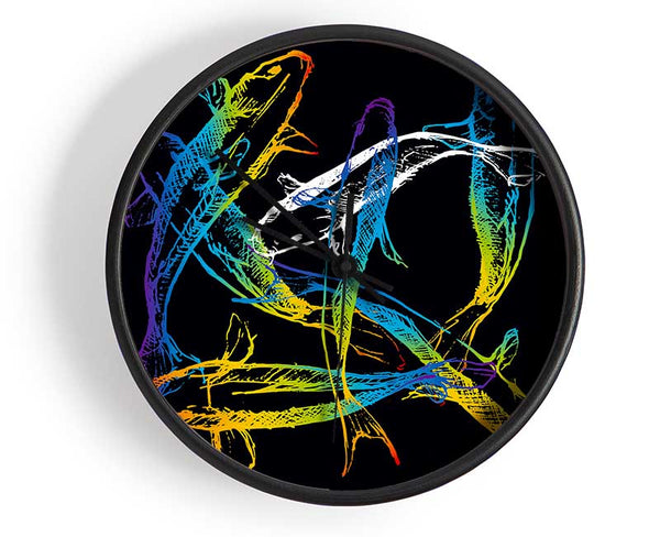 Japanese Rainbow Koi Clock - Wallart-Direct UK