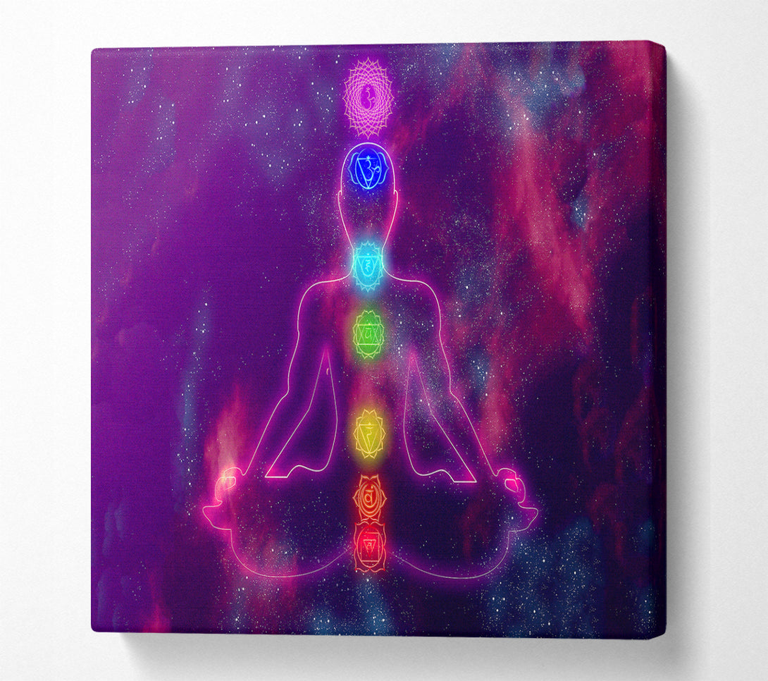 A Square Canvas Print Showing Chakra Meditation Colours 3 Square Wall Art