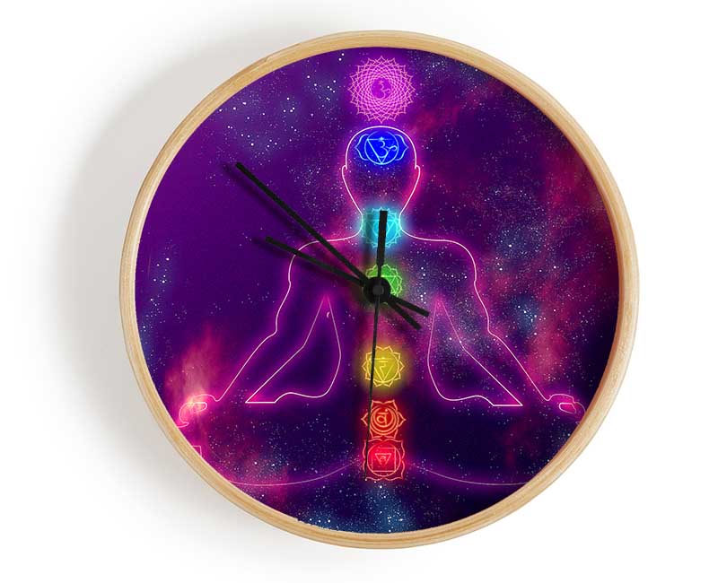 Chakra Meditation Colours 3 Clock - Wallart-Direct UK