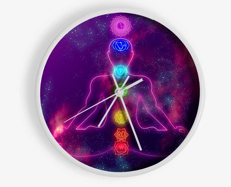 Chakra Meditation Colours 3 Clock - Wallart-Direct UK