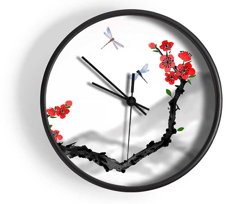 Chinese Cherry Blossom Mountains Clock - Wallart-Direct UK