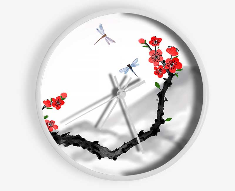 Chinese Cherry Blossom Mountains Clock - Wallart-Direct UK