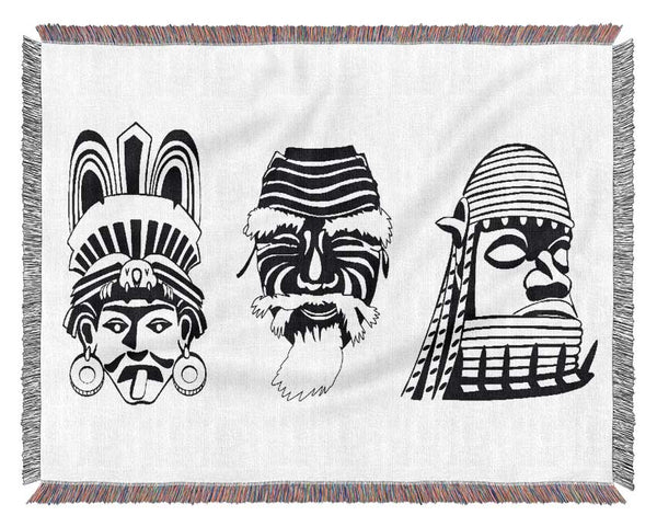 Mayan Masks Woven Blanket