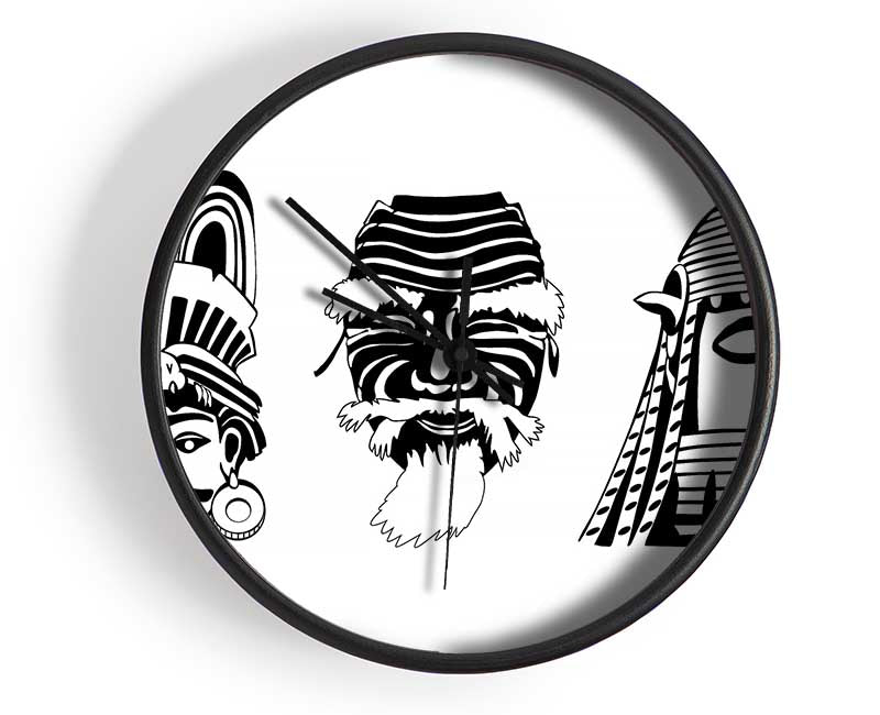 Mayan Masks Clock - Wallart-Direct UK