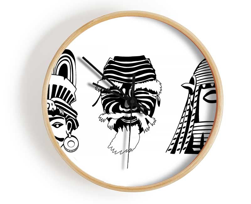 Mayan Masks Clock - Wallart-Direct UK