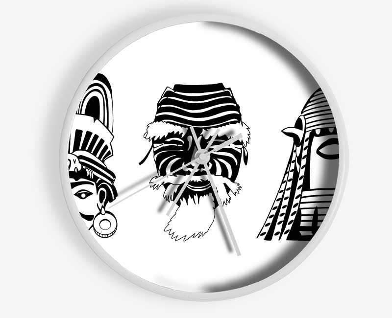 Mayan Masks Clock - Wallart-Direct UK