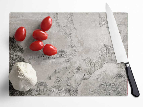 Chinese Village Glass Chopping Board