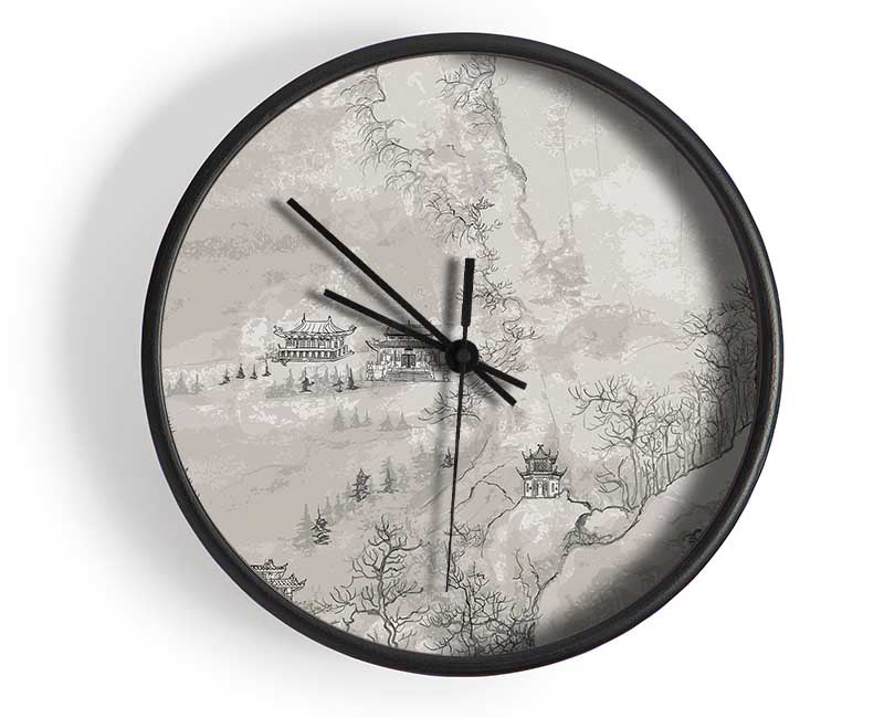 Chinese Village Clock - Wallart-Direct UK