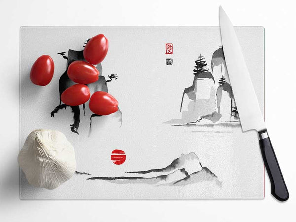 Chinese Mountain Tops 3 Glass Chopping Board