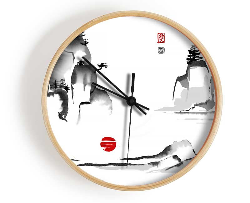 Chinese Mountain Tops 3 Clock - Wallart-Direct UK