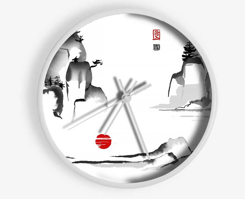 Chinese Mountain Tops 3 Clock - Wallart-Direct UK