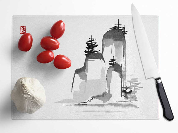 Chinese Mountain Tops 1 Glass Chopping Board