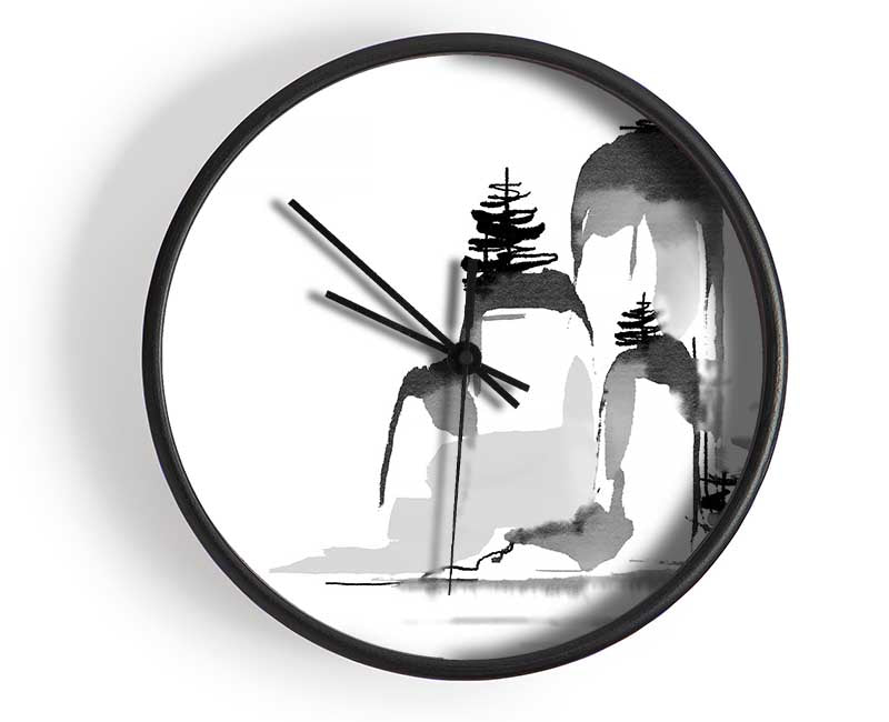 Chinese Mountain Tops 1 Clock - Wallart-Direct UK