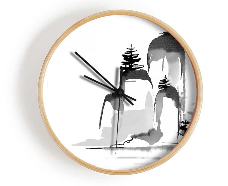 Chinese Mountain Tops 1 Clock - Wallart-Direct UK