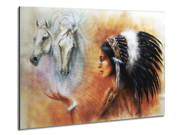 Red Indian Princess With Horses