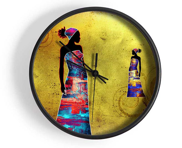 African Tribal Art 4 Clock - Wallart-Direct UK