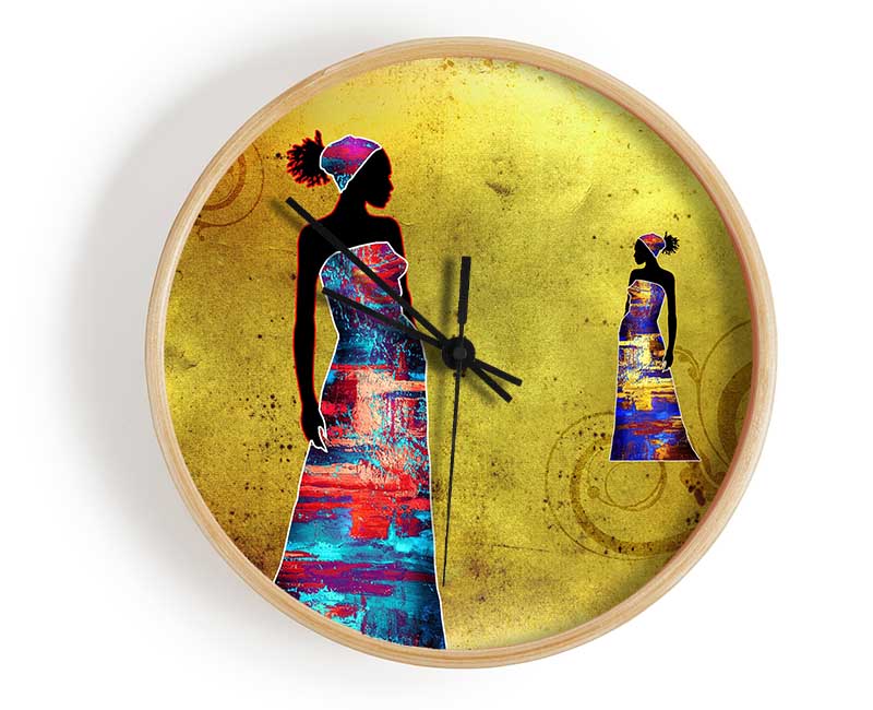 African Tribal Art 4 Clock - Wallart-Direct UK