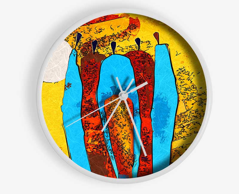 African Tribal Art 9 Clock - Wallart-Direct UK