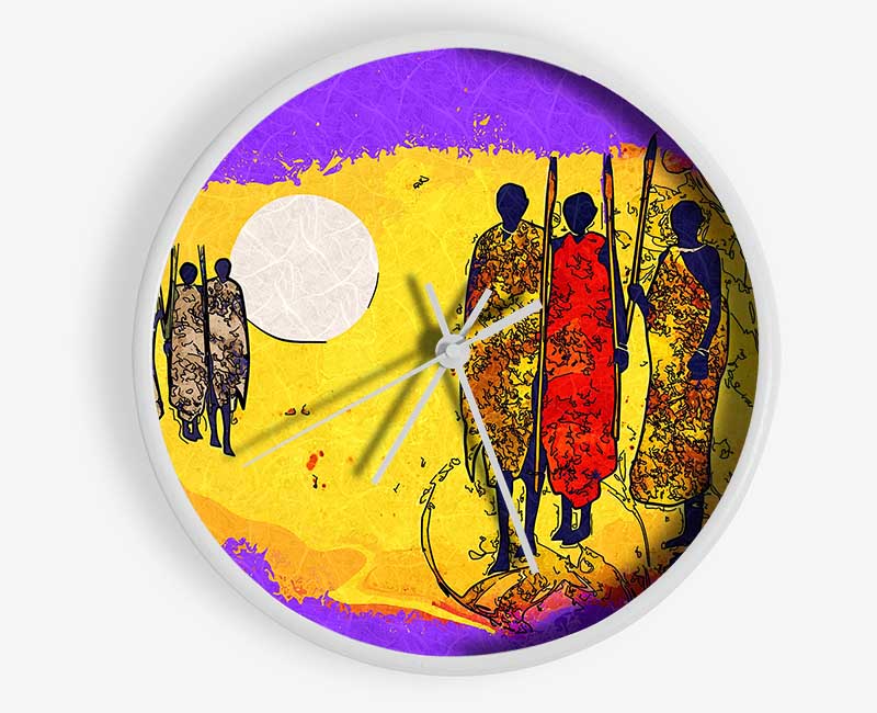 African Tribal Art 12 Clock - Wallart-Direct UK