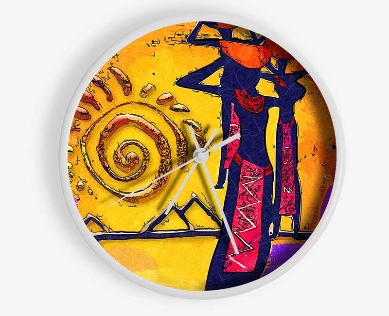 African Tribal Art 13 Clock - Wallart-Direct UK