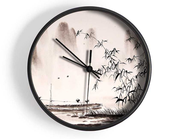 Bamboo Mountains Clock - Wallart-Direct UK