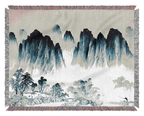 Beautiful Japanese Hills Woven Blanket