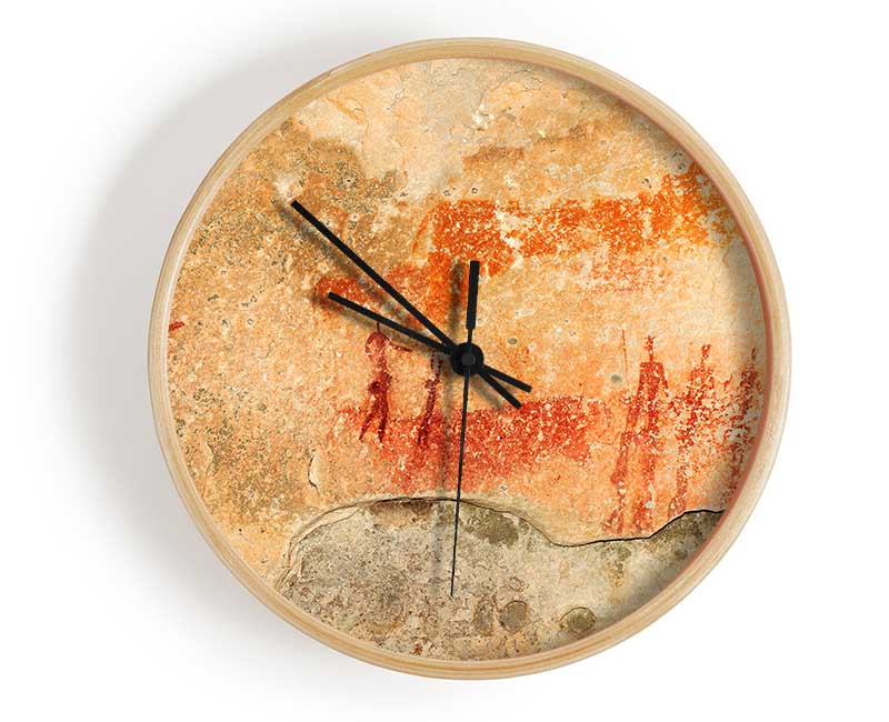 Primitive Cave Art 2 Clock - Wallart-Direct UK