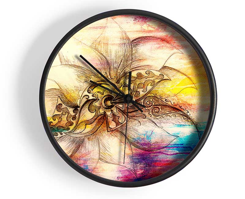 Colourful Lotus Flower Clock - Wallart-Direct UK