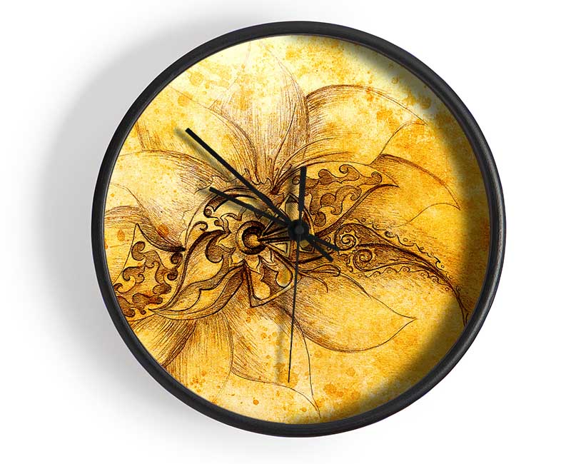 Golden Lotus Flower Clock - Wallart-Direct UK