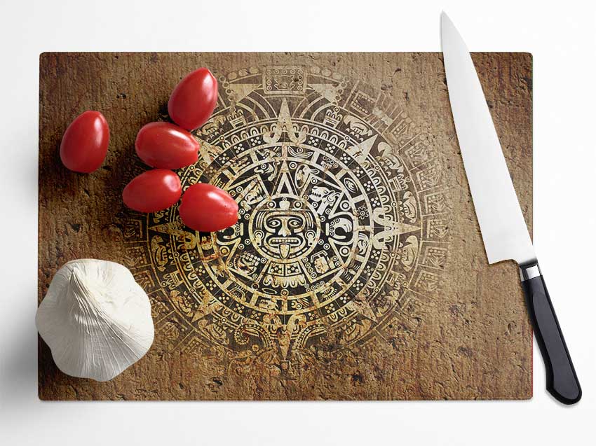 Mayan Sun 1 Glass Chopping Board