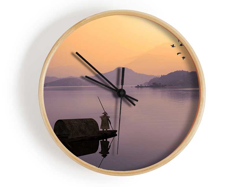 Chinese Fisherman At Dusk Clock - Wallart-Direct UK