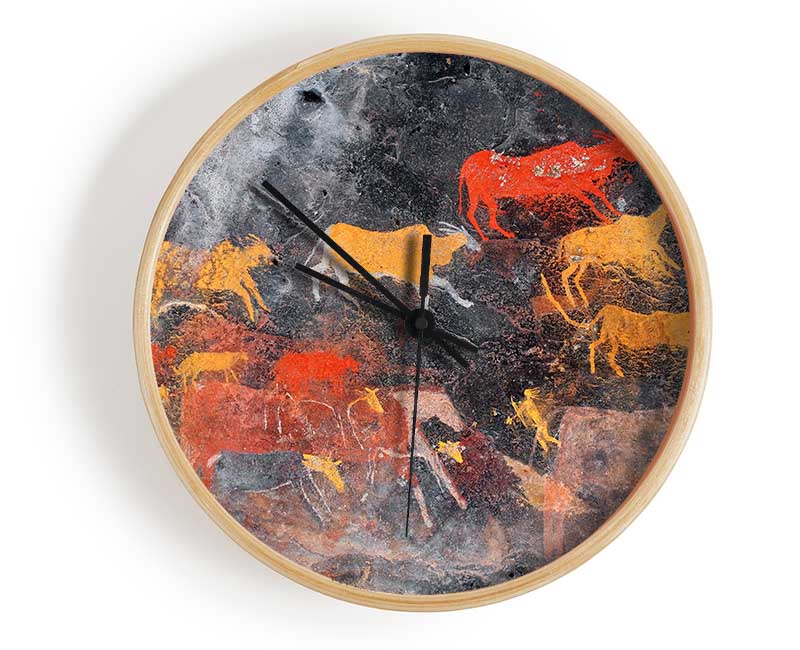 Primative Cave Art 1 Clock - Wallart-Direct UK