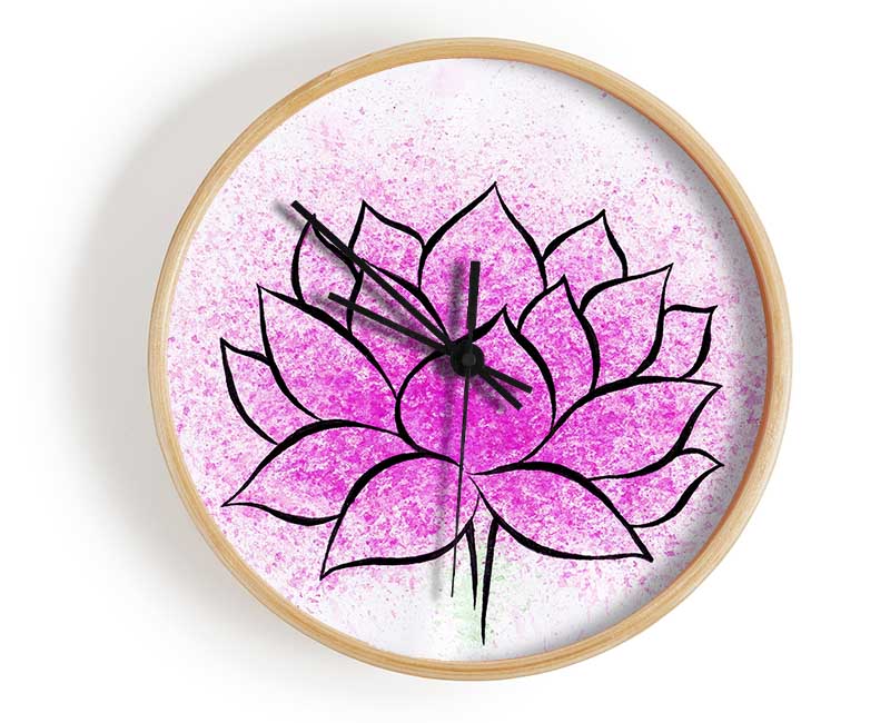 Pink Lotus Flower 2 Clock - Wallart-Direct UK