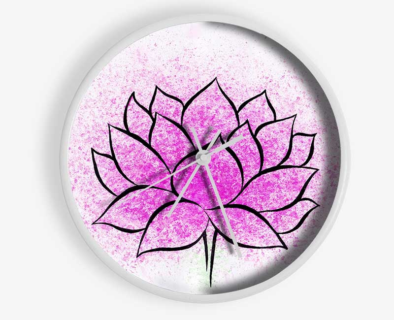 Pink Lotus Flower 2 Clock - Wallart-Direct UK