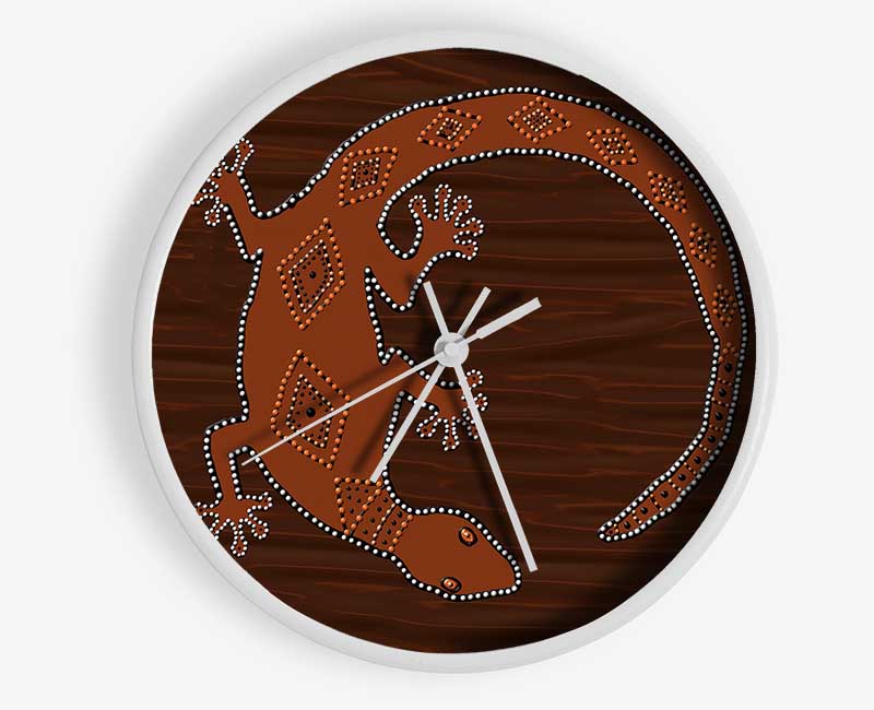 Aboriginal Lizard 2 Clock - Wallart-Direct UK