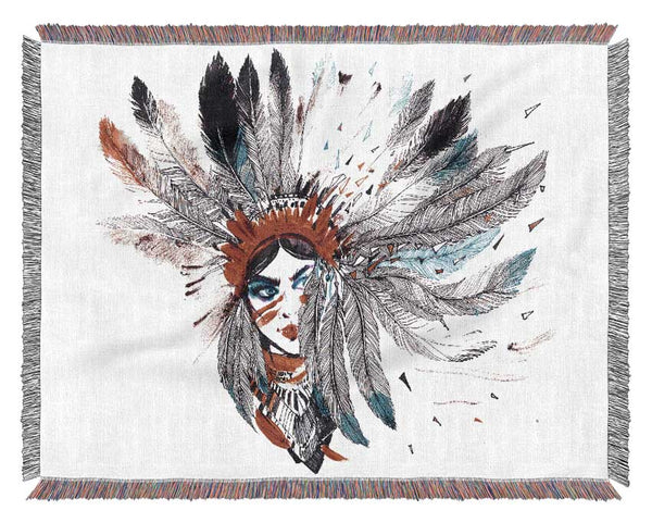 Red Indian Head Dress Woven Blanket