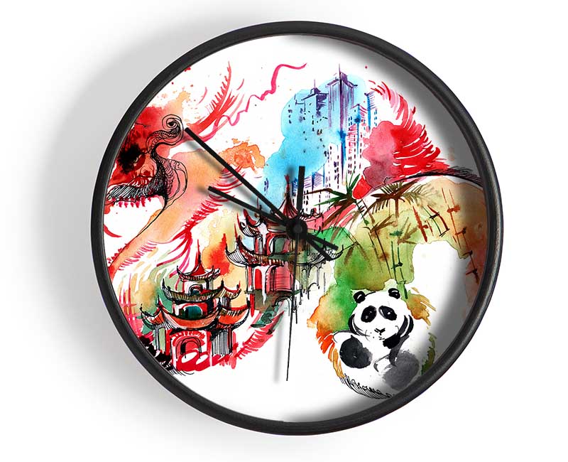 The Life In A Chinese Dragon Clock - Wallart-Direct UK