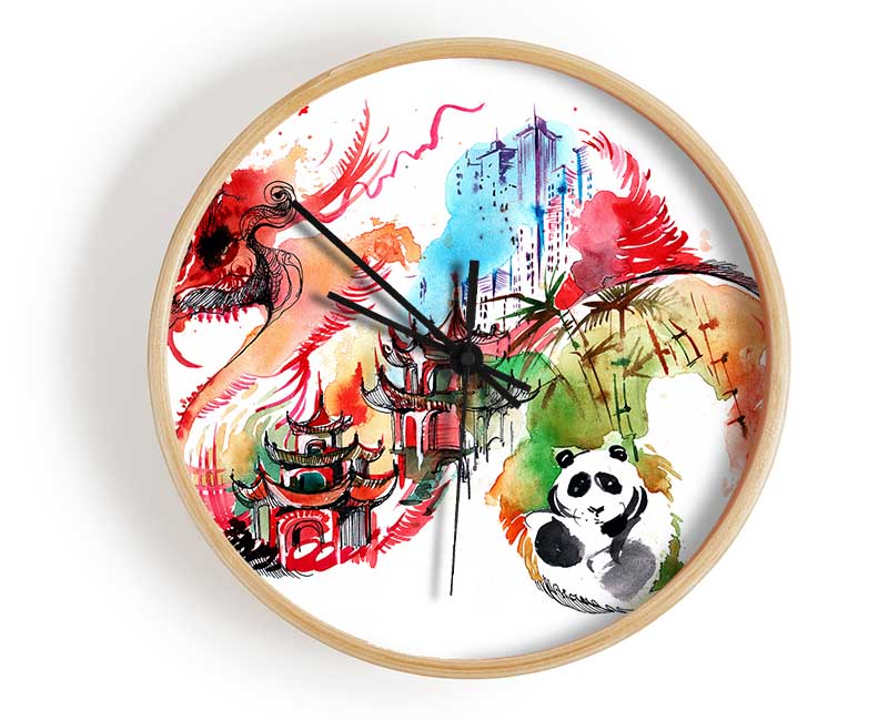 The Life In A Chinese Dragon Clock - Wallart-Direct UK