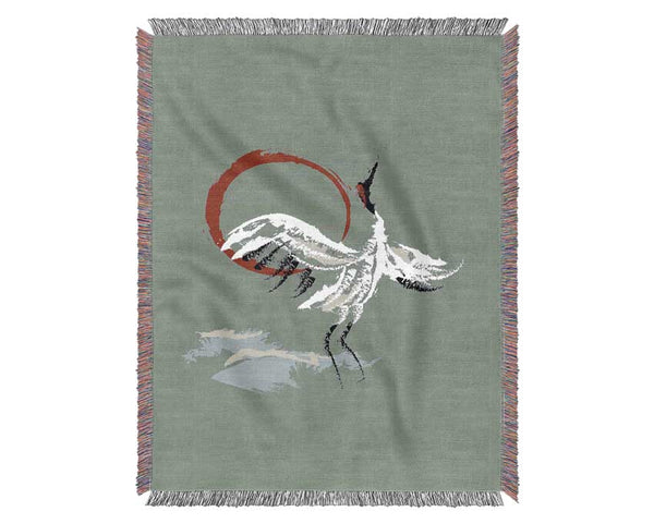 Japanese Crane 4 Woven Blanket