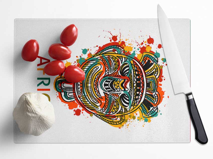 African Mask Glass Chopping Board